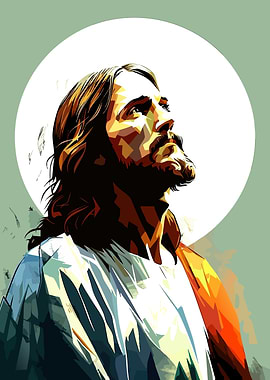 Jesus Christ Portrait with Halo
