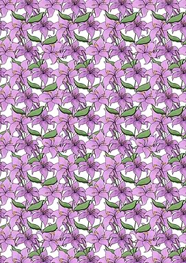 Floral Pattern with Purple Lilies