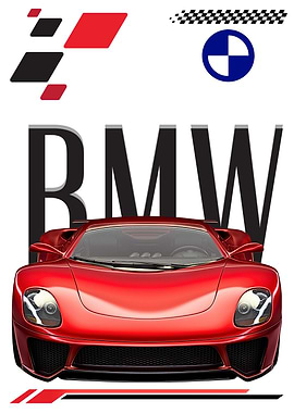 Red BMW Car Illustration