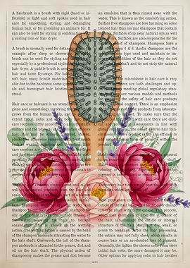 Hairbrush with Floral and Text Background