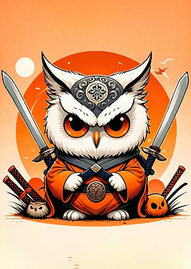 Samurai Owl Cartoon
