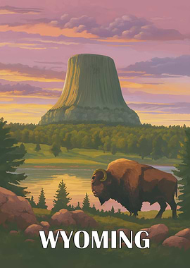 Wyoming Retro Landscape