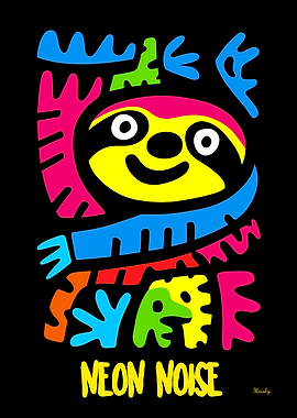 Neon Sloth Pop Art – Colorful Abstract Jungle