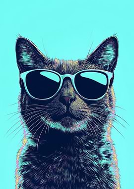 Cool Cat with Sunglasses Portrait