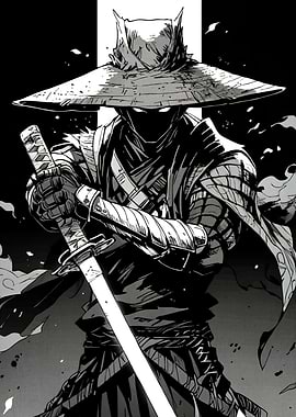Monochrome Ninja Warrior Katana