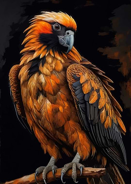 Majestic Orange Bird Portrait on Branch