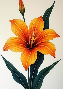 Vibrant Orange Lily Flower Illustration