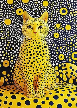 Polka Dot Cat Art