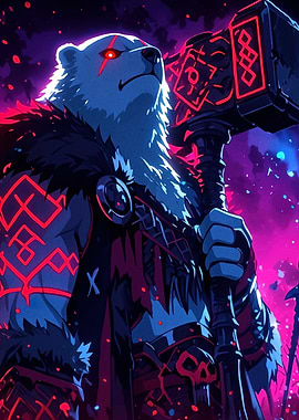 Fantasy Bear Warrior Hammer