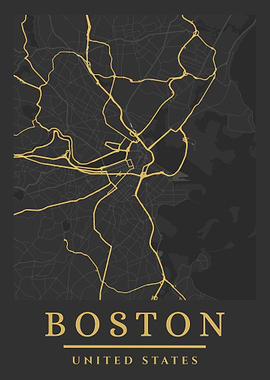 Boston City Map Art Print