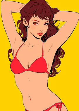 Woman in Red Bikini Illustration