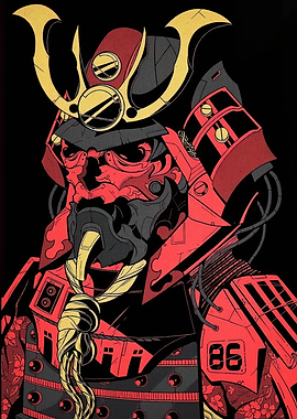 Cyberpunk Samurai Warrior Illustration