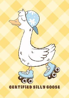 Silly Goose on Roller Skates Cartoon