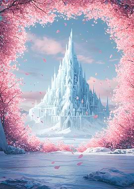 Ice Castle with Cherry Blossom Frame