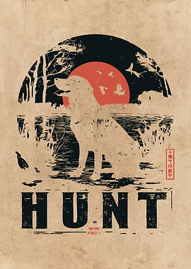 Hunting Dog Silhouette with Rising Sun