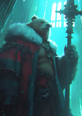 Anthropomorphic Bear King with Scepter
