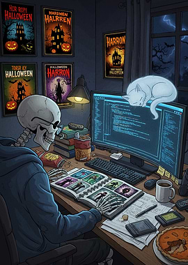 Halloween Coder Skeleton Cat