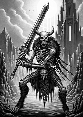 Horned Skeleton Warrior with Sword