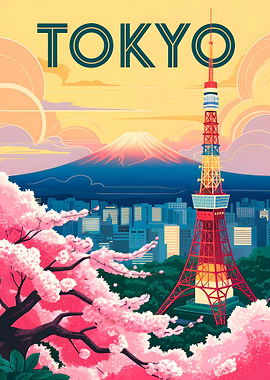 Tokyo Tower and Mount Fuji Art
