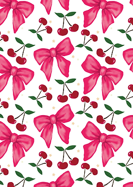 Pink Bows and Cherries Pattern