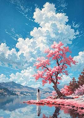 Cherry Blossom Tree Lake