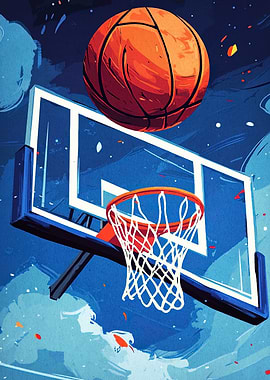 Basketball and Hoop Abstract Art