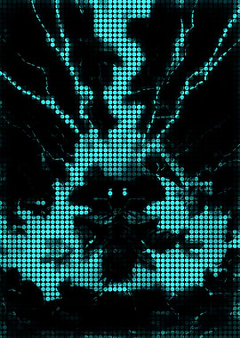 Abstract Cyan Dot Matrix Design