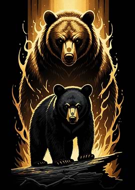 Two Bears with Golden Light