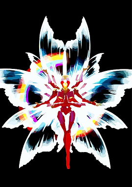 Abstract Robot Figure with Wings