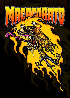 MACACORATO - Jump Fire Ball Man - Flaming Monster Art