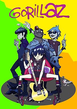 Gorillaz band cartoon illustration