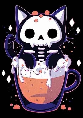 Cat in a Cup Skeleton Costume