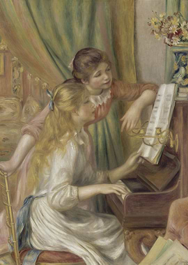 Two Girls at the Piano Painting