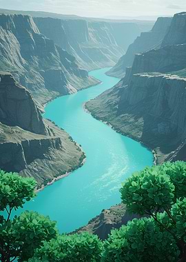 Turquoise River Through Canyon Landscape
