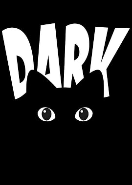Dark Cat Silhouette with White Text