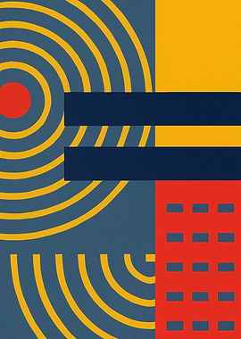 Abstract Geometric Shapes in Primary Colors