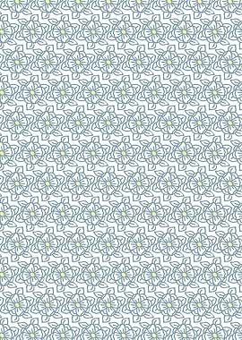 Floral Pattern with Blue Outlines