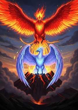 Fire and Ice Phoenix Digital Art