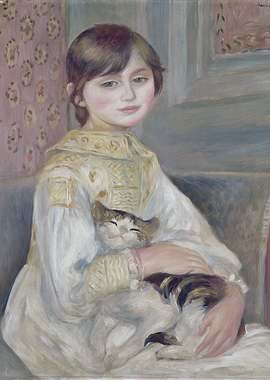 Girl with a Cat by Renoir