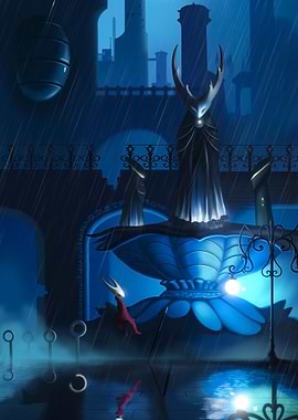 Hollow Knight Rainy Cityscape