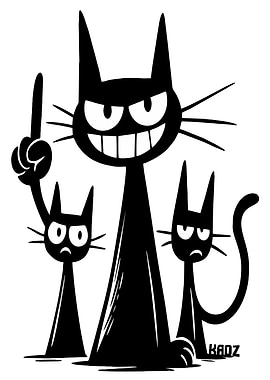 Cartoon Black Cats with Attitude