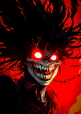 Creepy Monster with Glowing Red Eyes