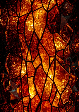 Abstract Orange Stained Glass Texture