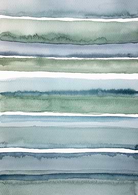 Watercolor Stripes in Blue and Green
