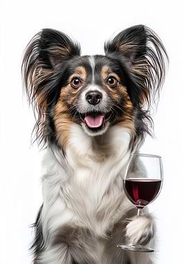 Papillion with Wine Glass Portrait