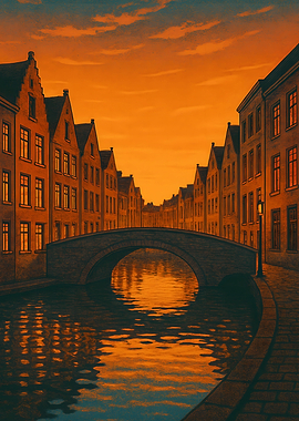 Bruges Canal at Sunset