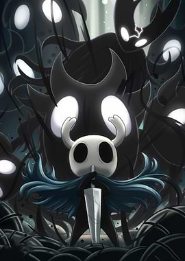 Hollow Knight Surrounded by Shadows