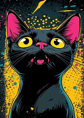 Pop Art Black Cat Illustration