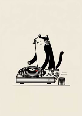 DJ Cat with Turntable
