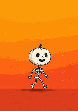 Cartoon Pumpkin Skeleton